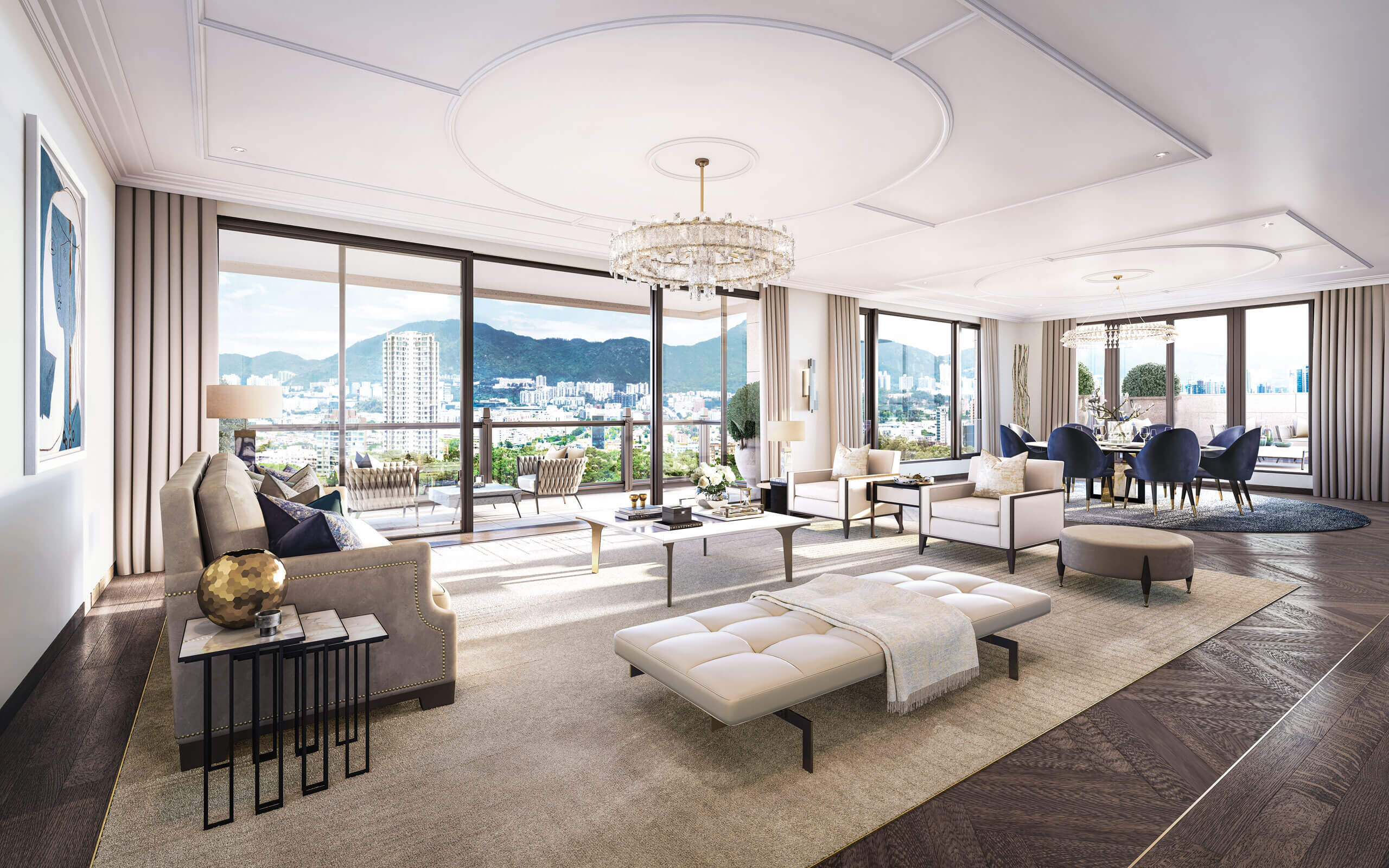 LIVING AND DINING ROOM OF TERRACE PENTHOUSE